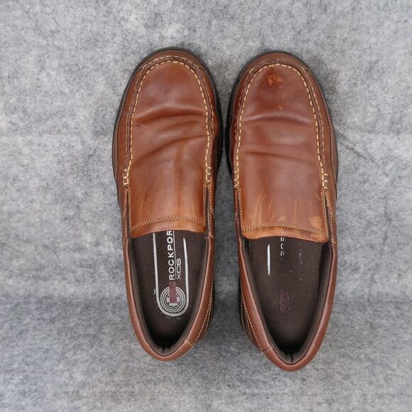 Rockport Shoes Mens 9 Slip On Loafer Casual Leather Comfort Moc Brown Work Walk - Picture 6 of 16